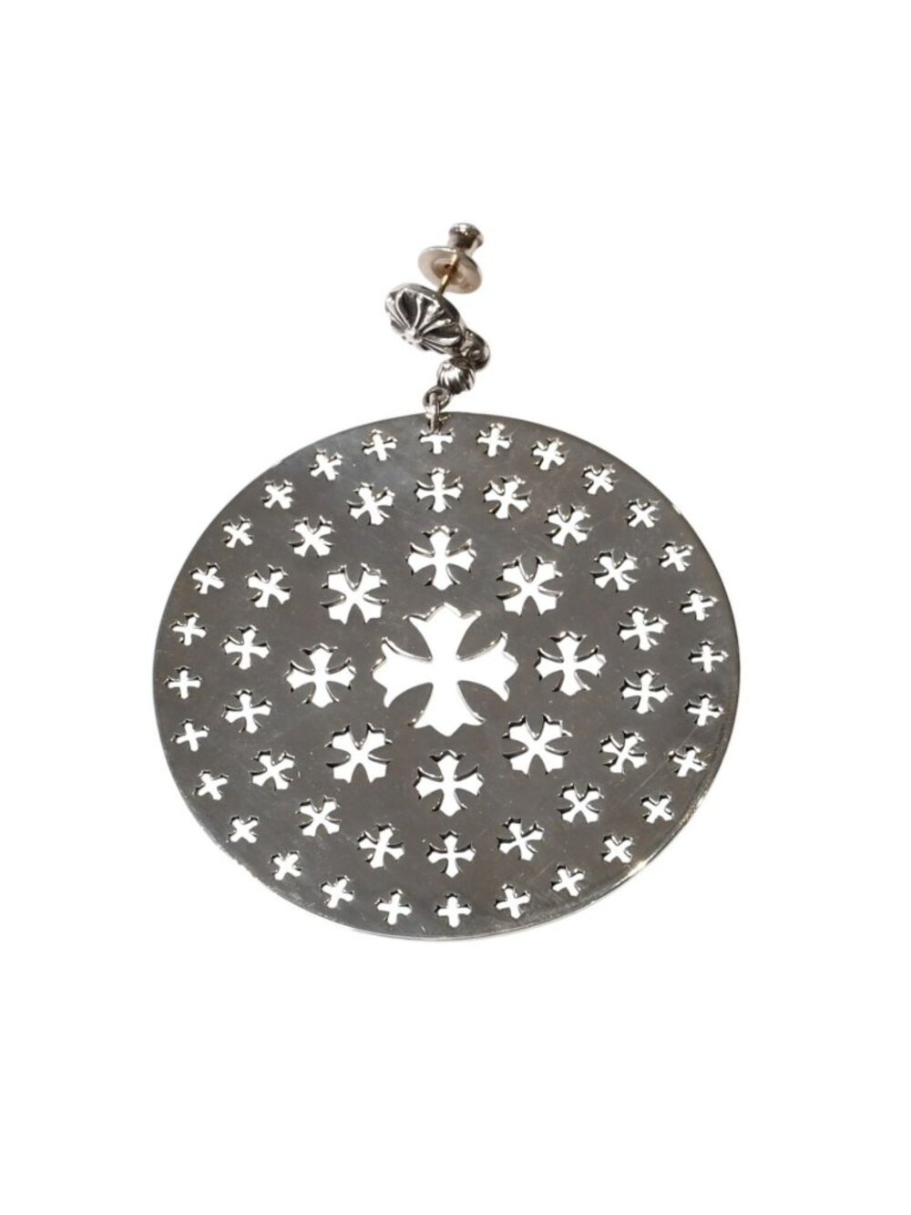 Chrome Hearts Circle CH Plus Drop Single Earrings 925 Sterling Silver